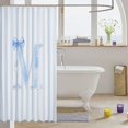 thumbnail image 3 of Manfei Minimalist Geometric Lines Shower Curtain 72Wx72L,Blue Alphabet Letters M Bathroom Curtain, 3 of 5
