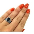 thumbnail image 5 of Rag Jewels 925 Sterling Silver 3.10 Ct Round Cut Black Diamond Wedding Engagement Bridal Ring Set 14K White Gold Plated For Women's -6.5, 5 of 5