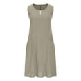 thumbnail image 5 of Summer Casual Dresses for Womens 2026 Fashion Plus Size Loose V-Neck Solid Color Short Sleeve And Linen Dress, 5 of 7