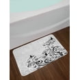 thumbnail image 2 of Black and Grey Bath Mat, Grunge Illustration of Butterflies and Floral Details, Plush Bathroom Decor Mat with Non Slip Backing, 29.5" X 17.5", Charcoal Grey Pale Taupe, by Ambesonne, 2 of 2