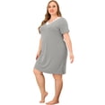thumbnail image 3 of GRACE & GRANDEUR Nuisettes pour Femmes Grande Taille en Dentelle à Col en V à Manches Courtes Pyjama Tenue de Nuit Robe 2X Gris Foncé, 3 of 6
