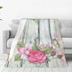 thumbnail image 1 of Fotbe Vintage Wood with Floral Manta de Franela Acolchonada con Estampado, Súper Suave y Esponjosa, Extra Grande para Sofá, Cama, Uso Todo el Año-80"x60", 1 of 7