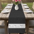 thumbnail image 4 of Black Plaid Table Runner 108 Inches, Vintage Live Love Laugh Star Love Heart Bed Runner Dresser Scarves Tabletop for Indoor Outdoor Parties/Ceremony/Banquet, 13"x 108", 4 of 9