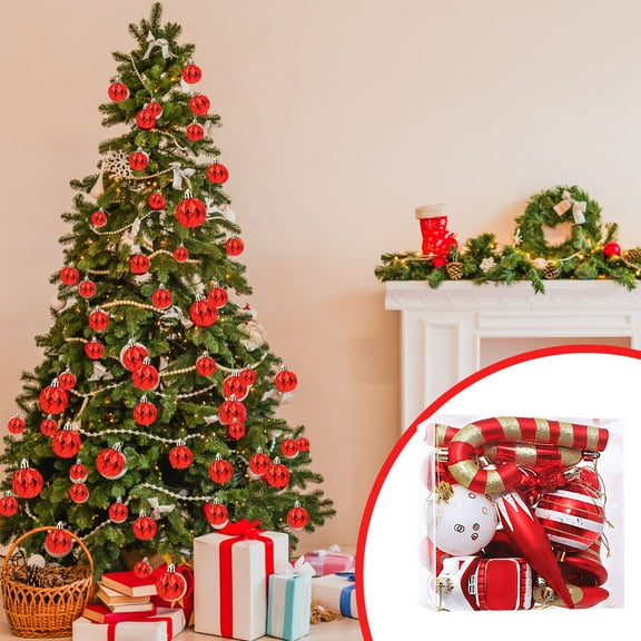 16-Piece Christmas Tree Ornaments Set - Silver and White Hanging Decorations, Candy Cane, Snowman, Gift Box, and More, Perfect for Holiday Tree and Window Display Décor