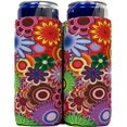 thumbnail image 1 of QualityPerfection Can Cooler Sleeves Slim Neoprene 12oz Can Holder Set of 2 Hippie Flowers, 1 of 7
