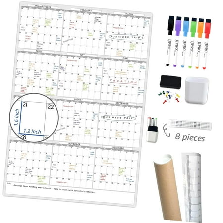 Highcool Wall Calendar - 38x26 Inches - Blank Undated Annual Calendar - Premium Laminated Whiteboard Planner - Large 12-Month Office Calendar (Vertical)