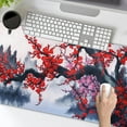 thumbnail image 2 of Red Sakura Branch Gaming Mouse Pad XL Japanese Cherry Blossom Watercolor Extended Desk Mat 80X30 cm Non-Slip Rubber Base Stitched Edge Large Playmat for Keyboard Laptop Computer Desktop,31.5×11.8 in, 2 of 6