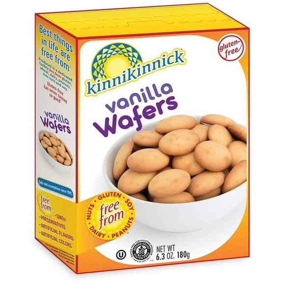 Kinnikinnick Gluten Free Vanilla Wafers Cookies, 6.3 oz, Pack of 4