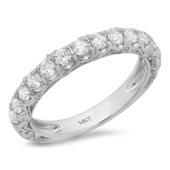 3.13 ctw Wedding Band for Women - 18K White Gold White Sapphire Stackable Eternity Ring