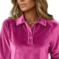 thumbnail image 6 of UTSJKR Womens Long Sleeve Trendy Shirts Business Work Casual V Neck Collared Tops Button Down Loose Fit Tees Shirts Hot Pink XXL, 6 of 8