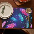 thumbnail image 5 of Neon Feather with Dots Pattern Summer Placemats Table Placemats Set Of 4-Linen Kitchen Washable Placemats Table Mats 11.8"x17.7" Non-Slip Heat Resistant, 5 of 6