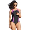 thumbnail image 1 of Charmo Maillot de Bain une Pièce pour Femmes à Fermeture Éclair, à Blocs de Couleur, Dos Nageur, Sport, 1 of 6