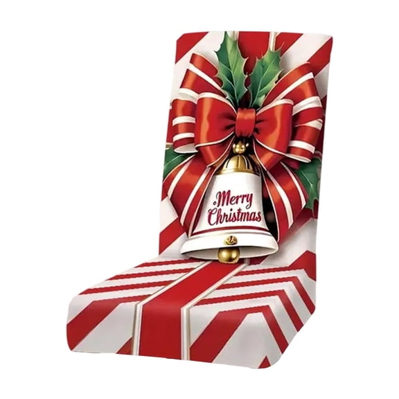 Holiday Ribbon Bow Seat Cover with High Elasticity for Christmas Decoration and Party Chair Protection