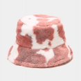 thumbnail image 1 of Winter And Autumn Thickened Warm Female Fisherman Hat Cute Cow Pattern Color Plush Female Hat Wool Fleece Fisherman Hat (pink), 1 of 3