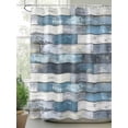 thumbnail image 2 of Fsddascl Blue Grey Wooden Shower Curtain Set - 48" x 72" Washable Bathtub Curtain with 12 Hooks, Farmhouse Vintage Cabin Stripes Waterproof Fabric Stall Shower Curtains for Bathroom/Bathtub Décor, 2 of 6