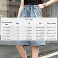 thumbnail image 3 of QIUOMBBP Knee Length Short Jeans for Girl Fashion Distressed Wide Leg Bermuda Shorts Plus Size Summer Elastic Waist Denim Shorts Blue 10 Years, 3 of 9