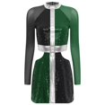 thumbnail image 3 of Jhaoyu Robe Déguisement des Années 60 pour Femmes, Mini Robe à Sequins Scintillants, Tenues de Spectacle, Vert 4TG, 3 of 5