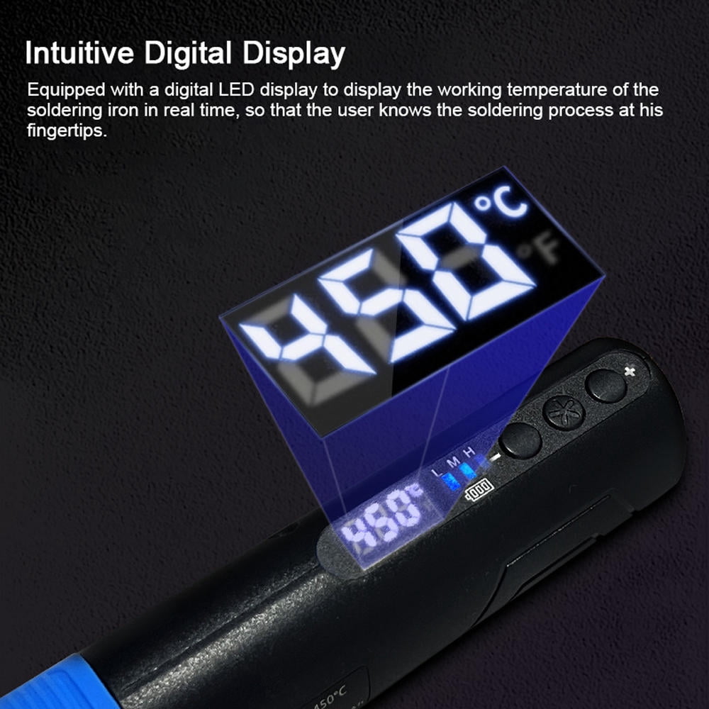 Yajisi Portable USB Soldering Iron 200-450℃ with LED Display, Type‑C Rechargeable, 1500mAh Battery, Fast Heat, Replaceable Tip