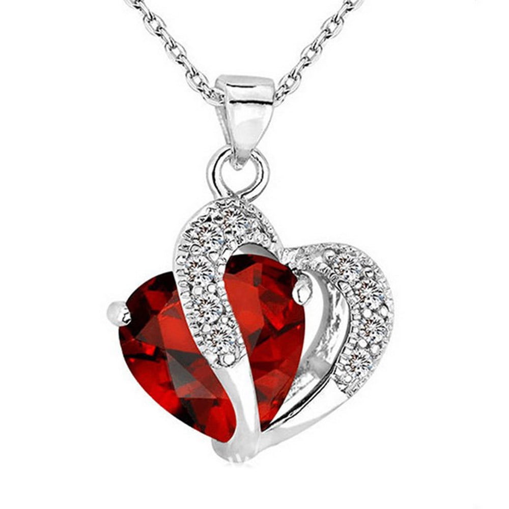 Women Fashion Jewelry Crystal Rhinestone Heart Pendant Necklace 1PC Gift
