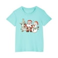 thumbnail image 2 of Odeerbi Kids Boys Girls Christmas T-shirt Fashion Cute Christmas Printed Casual Short Sleeve Cotton Top Shirt Kids Clothes Blue, 2 of 5