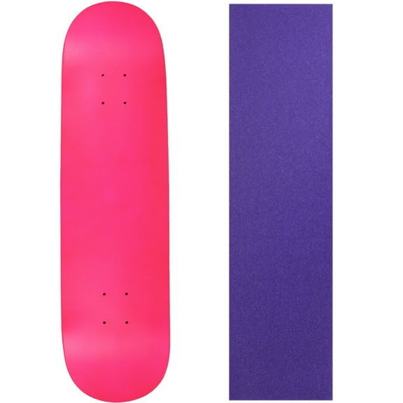 BLANK SKATEBOARD DECK - NEON PINK - 7.5" Purple Grip