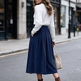 thumbnail image 5 of Ihhxva Women's Corduroy Midi Skirt, High Waist Pleated A-Line Skirt with Elastic Waist and Side Pockets for Casual Wear S - 3XL, 5 of 9