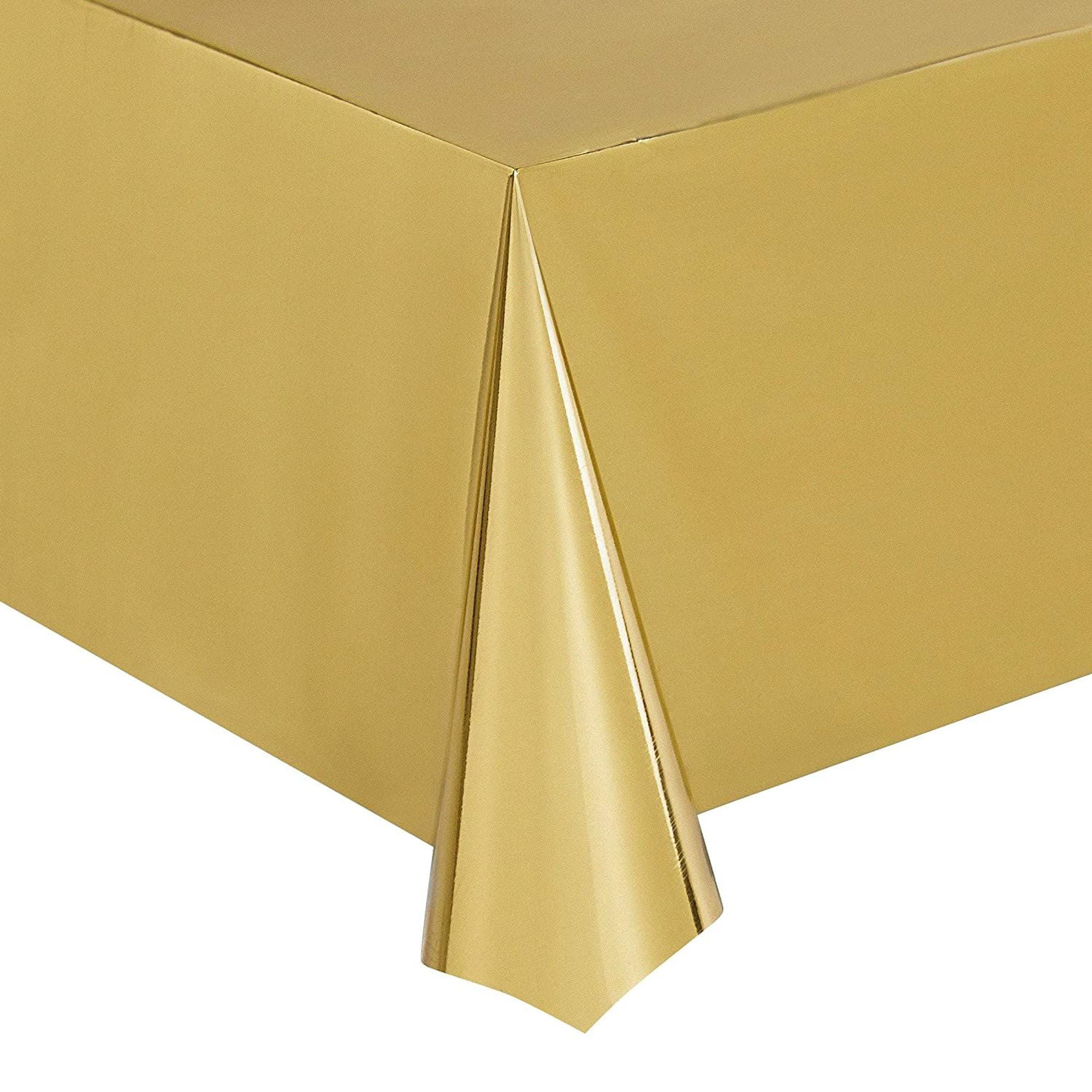 Gold Foil Tablecloth 3Pack 54 X 108 Inch Shiny Plastic