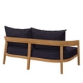 thumbnail image 4 of Modway Brisbane Teak Wood Outdoor Patio Loveseat in Natural Navy, 4 of 8