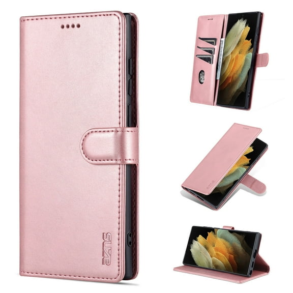 Case for Samsung Galaxy S25, Leather Samsung Galaxy S25 Wallet Magnetic Book Protection Cover, Kickstand RFID Blocking Credit Card Holder Compatible with Samsung Galaxy S25, Rosegold