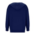 thumbnail image 5 of Soft Fleece Zip-Up Hoodie for Women, Long Sleeve Drawstring Open Front Sweatshirt - Loose Fit Casual Fall Winter Jacket Blue L, 5 of 7