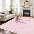 thumbnail image 2 of Rectangle Area Rugs 8 x 10 Ft, Pink Bow Non-Slip Residential Carpet, Cute Watercolor Girls Cartoon Luxury Indoor Crawling Mats Runner Rugs for Living Room/Dining Room/Bedroom, 2 of 8