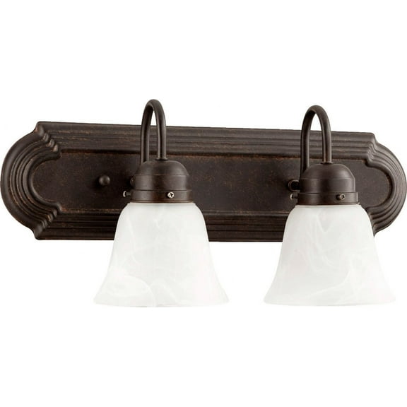 5094-2-144 Quorum Lighting 2 Light Bath Vanity in Quorum Home Collection style - 18 inches wide by 8 inches high-Toasted Sienna Finish-Faux Alabaster