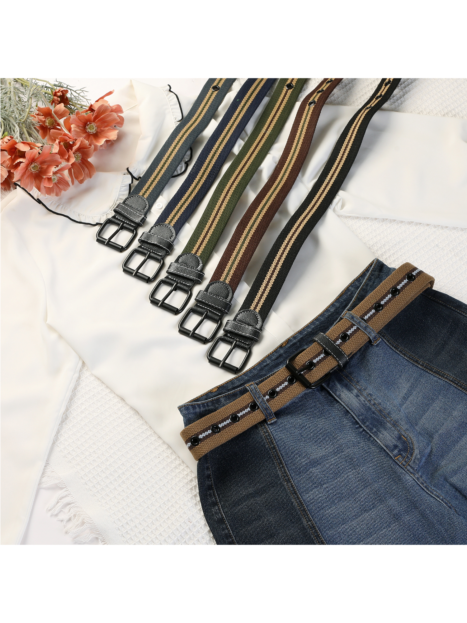 6679 Unisex Canvas Belt Classic Black Buckle Personality All-match Casual Jaeger Customs Urban Straps Collection 54 main image 3