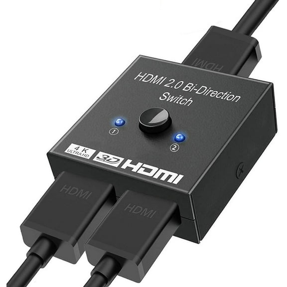 2-Port HDMI 2.0 Switch 4K 60Hz, 2x1/1x2 Bi-Directional HDMI Switcher UHD 4Kx2K 3D HD 1080p HDCP, 2 Input 1 Output Splitter Hub Compatible with HDTV, PS4, Xbox One, Apple TV, Roku, Fire Stick