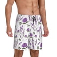 thumbnail image 2 of Balery Lavender Flowers Pantalones cortos de pijama de punto de algodón para hombre con cinturilla y bolsillos-Medium, 2 of 6