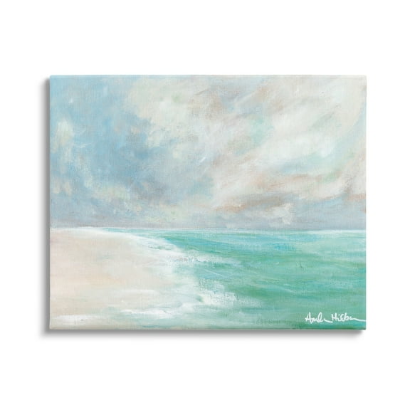 Stupell Peaceful Beach Foam Shore Scenery Landscape Painting Gallery Wrapped Canvas Print Wall Art