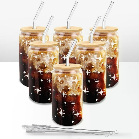 Heart Glass Cups with Lids and Straws – Cute Tumbler Gift Set for Girlfriend, Wife, Best Friend – 2 Pack 16oz Iced Coffee Glasses with Bamboo Lids – Romantic Gift for Her