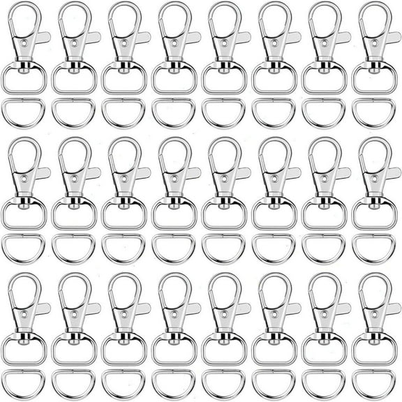 120pcs Keychain Clip Hooks with D-ring, Including 60pcs Rotating Card Hook Lanyard Clips and 60pcs D-ring, Box Bag Keychain Rings