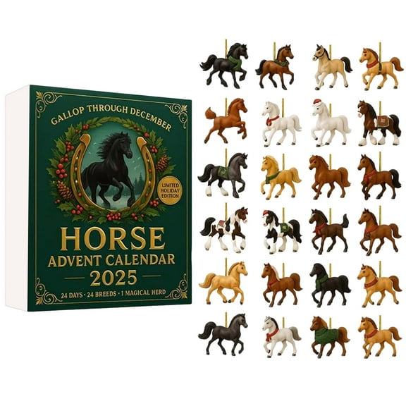 Christmas Countdown Horse Advent Calendar 2025: 24 Unique Figurines Gift for Horse Lovers, Collectors & Seasonal Decor