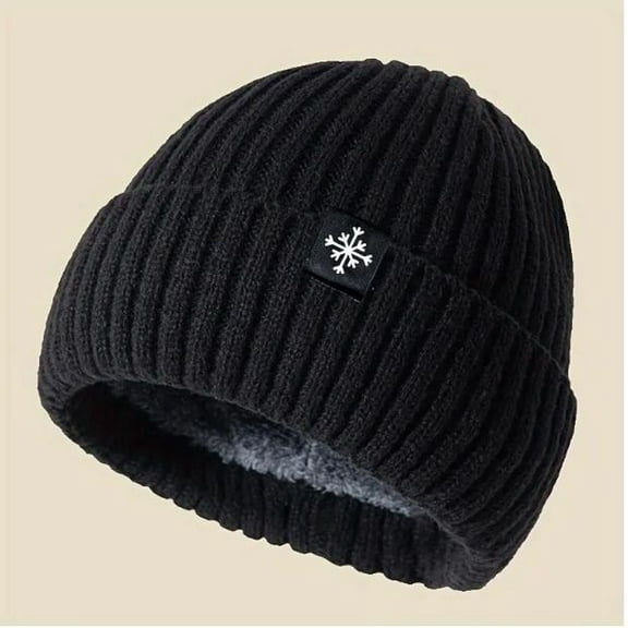 Fleece-Lined Knit Beanie Warm Hat , Windproof & Stylish for Men and Women
