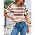 thumbnail image 6 of BTFBM Summer Tops for Women Crewneck Short Sleeve Striped T Shirts Casual Spring Clothes Color Block Basic Tee Blouses, 6 of 7
