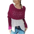 thumbnail image 2 of Nfurl Cable Knitted Scarf with Sleeves for Women Chunky Warm Wraps Shawl Multifunctional Crochet Shrug with Sleeves Winter Sweaters Hot Pink Free Size, 2 of 4