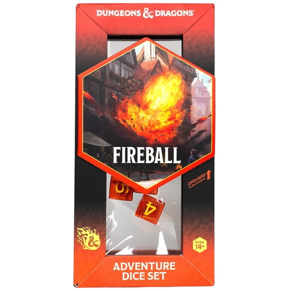Dungeons & Dragons: D&D Adventure Dice: Fireball - Red & Orange - 8pc d6, Spell RPG Die Set, Collectible, Roleplaying Game Accessory, Sirius Dice