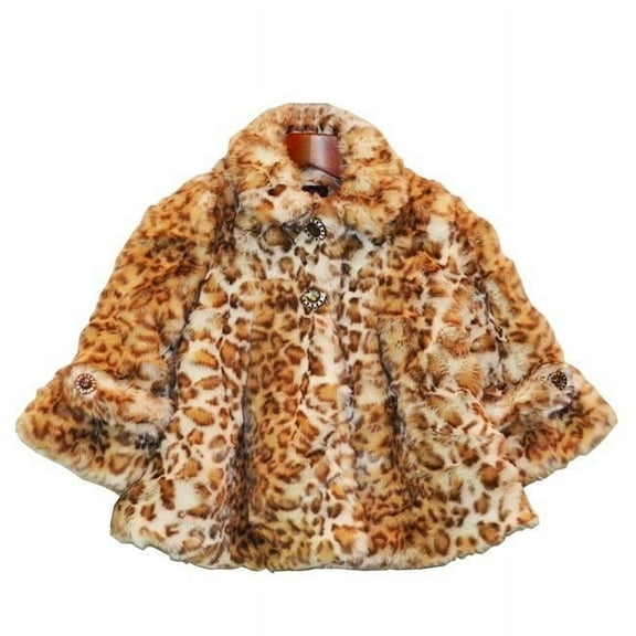 Girls Snow Leopard Faux Fur Coat 10-12