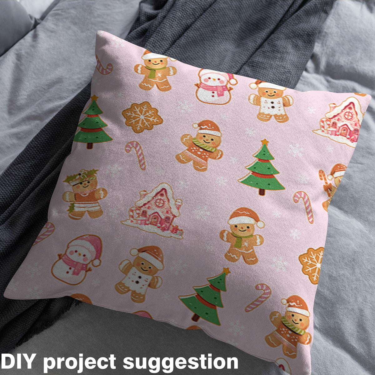 Castle Fairy Kids Christmas Tree Fabric by the Yard 3 Yards,Gingerbread Man Sewing Fabric,Happy New Year Fabric for Sewing,Luxury Bedroom Decor
