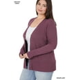 thumbnail image 3 of Zenana Women's Classic Front V-Neck Thin Snap Button Down Long Sleeve Ribbed Knit Cardigan, 3 of 5