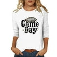 thumbnail image 2 of Gamivast 3/4 Sleeve Tops for Women Funny Football Game Day Crew Neck Tunic Sweatshirt Fitted Casual Drop Shoulder Going Out Pullover Holiday Superbowl Outfit, 2 of 5