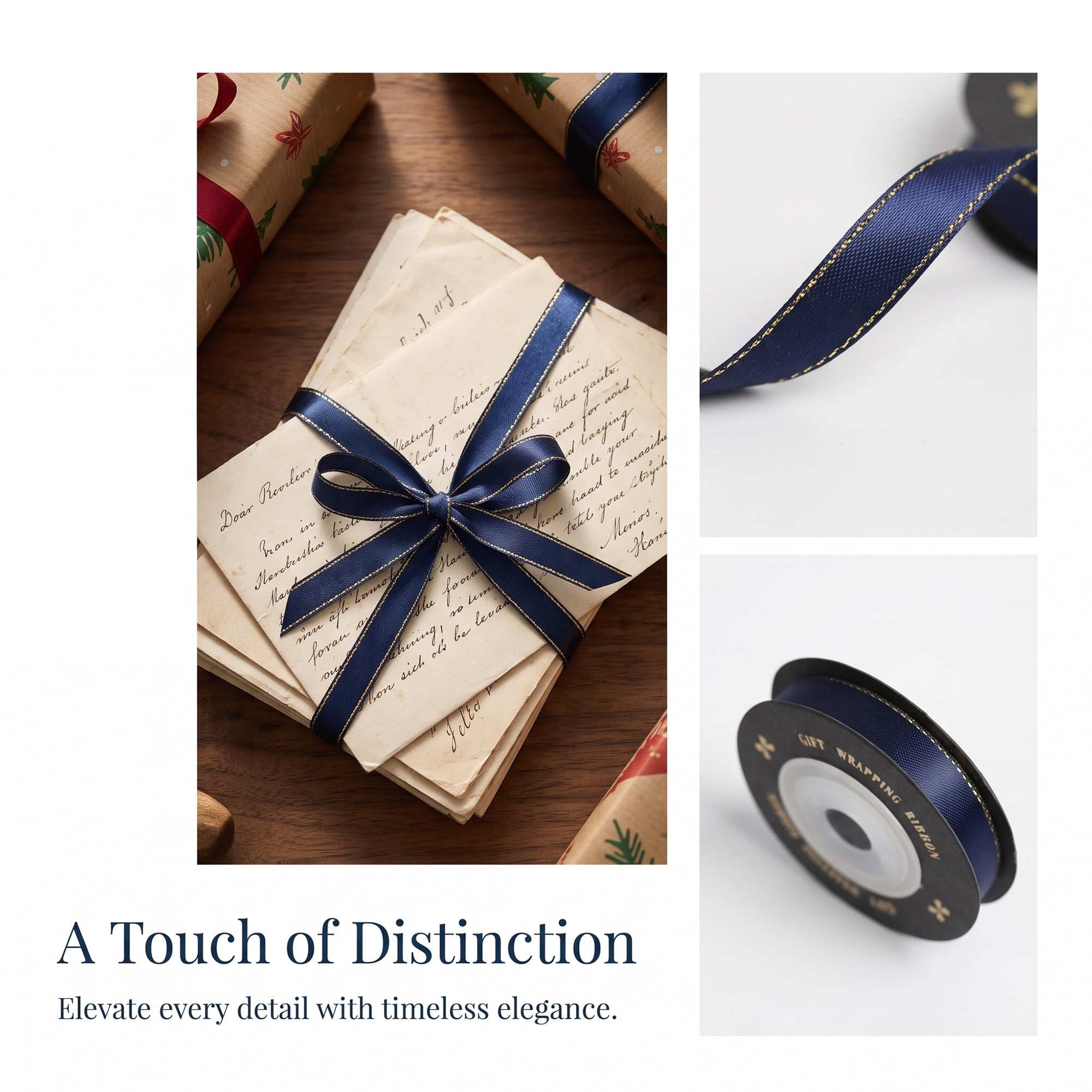 Unique Bargains Elegant Fabric Ribbon for Gift Wrapping and Crafting Projects Blue