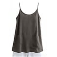 thumbnail image 3 of OGLCCG Womens Camisole Tank Tops Causal Cotton Linen V-Neck Sleeveless Tops Lightweight Summer Loose Fit Spaghetti Strap Cami Shirts,S,Gray, 3 of 7