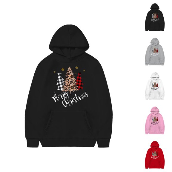 Kids Merry Christmas Hoodie Holiday Long Sleeve Graphic Hooded Sweatshirt with Pockets for Boy Girl Pullover Tops